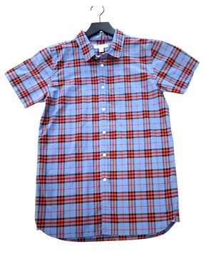 Burberry Button Down Shirt- Youth Boys 14Y- Blue Red Black Plaid